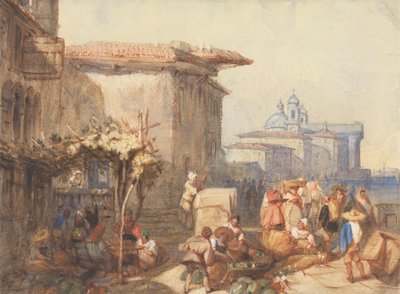 Uma Cena de Mercado em Veneza de Charles Bentley