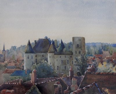 Castelo de Nemours, c.1904 (aquarela) de Charles Bernier