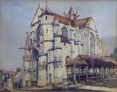 Igreja de Moret sur Loing, lado sul, c.1906 (aquarela) de Charles Bernier
