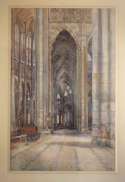Interior da Catedral de Beauvais, c.1896 (aquarela) de Charles Bernier