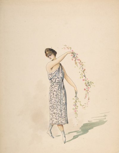 Figurino para uma donzela vestida de branco, s.d.. de Charles Bianchini
