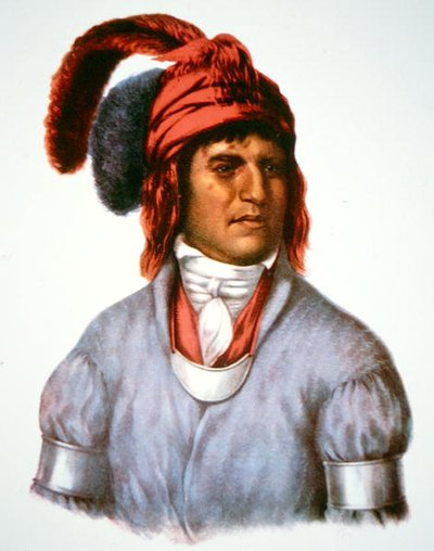 Ledagie, um chefe do povo do Creek, de uma pintura de 1825 (cor litho) de Charles Bird (after) King