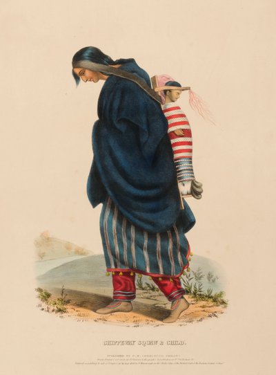 CHIPPEWAY WOMAN  CHILD, de History of the Indian Tribes of North America (História das tribos indígenas da América do Norte) de Charles Bird King