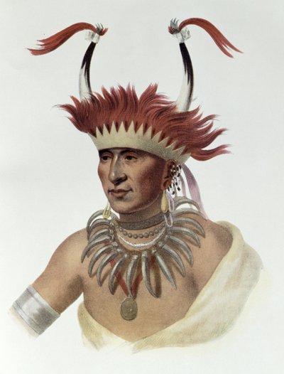 Chon-Mon-eu-Caso ou &39;L&39;Ietan&39;, um Oto meio-chefe, 1821, ilustração de &39;os índios tribos da América do Norte, Vol.1&39;, por Thomas L. McKenney e James Hall, pub. John Grant de Charles Bird King