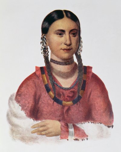 Hayne Hudjuhini ou a "águia do prazer", ilustração "dos tribos indianos de America do Norte, Vol.1", por Thomas L. McKenney e por James Salão, bar. John Grant de Charles Bird King