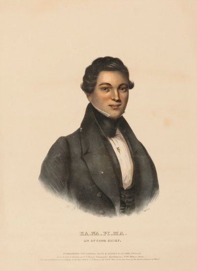 KA-NA-PI-MA, UM CHEFE DE OTTAWA, de History of the Indian the Indian Tribes of North America (História das tribos indígenas da América do Norte) de Charles Bird King