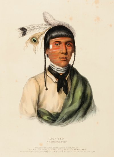 NO-TIN. A CHIPPEWA CHIEF, de History of the Indian Tribes of North America de Charles Bird King