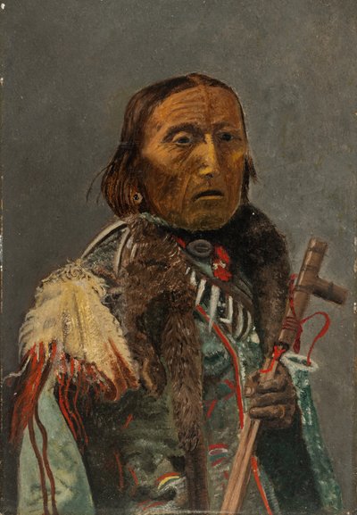 Nativo americano com cachimbo da paz (óleo sobre cartão) de Charles Bird King