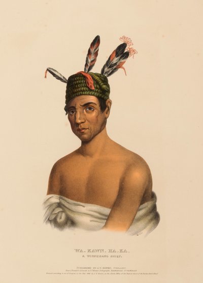 WA-KAWN-HA-KA, UM CHEFE WINNEBAGO, de História das tribos indígenas da América do Norte de Charles Bird King