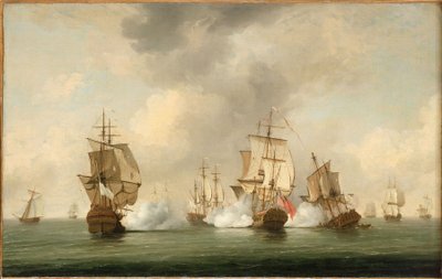 Ação do Comodoro Walker: o corsário "Boscawen" a enfrentar uma frota de navios franceses, 23 de maio de 1745 de Charles Brooking