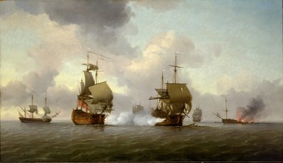 A captura do "Glorioso", 8 de outubro de 1747, c.1747 (óleo sobre tela) de Charles Brooking