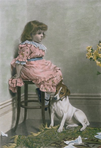 Em Disgrace, mezzotint de F. Stacpoole, com coloração de mão, pub de Thomas McLean, 1887 de Charles Burton