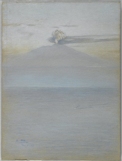 Vista do Vesúvio: Efeito 11h25, 21 de dezembro de 1913 (pastel em papel cinza-azul) de Charles Caryl Coleman