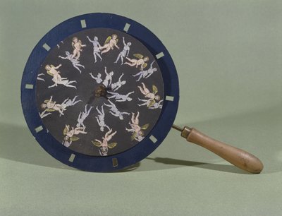 O Phenakisticope com um cartão de design de querubim, 1835 de Charles Chevalier