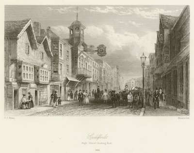 Guildford, High Street, olhando para o leste, 1840 de Charles Claude Pyne