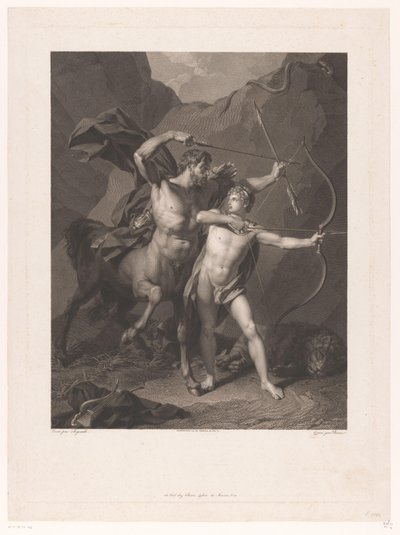 Chiron instrui Achilles no tiro com arco e flecha de Charles Clément Bervic