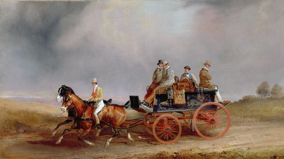 Going Shooting; um Postilhão e par com um carrinho de jogo (óleo sobre tela) de Charles Cooper Henderson