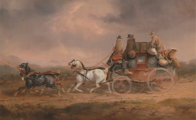 Carruagens de Correio na Estrada: o Correio Real de Louth-London a progredir em velocidade de Charles Cooper Henderson