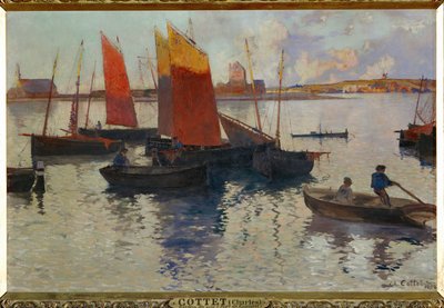 Luz do entardecer, porto de Camaret (pintura sobre tela) de Charles Cottet