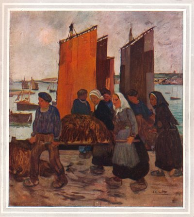 Pescadores bretões Debarqunt Du Goemon, c1903 de Charles Cottet