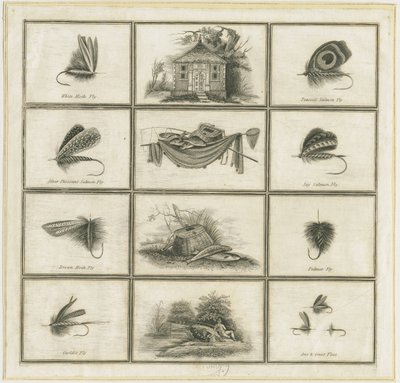 Dovedale - moscas e anzóis de Charles Cotton: gravura em chapa de cobre, nd [?séc. XIX] (impressão) de Charles Cotton