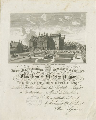 Madeley Manor House: gravura, nd [c 1686] (imprimir) de Charles Cotton