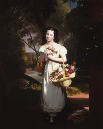 Menina com flores Amelia Palmer, ca. 1830 de Charles Cromwell Ingham
