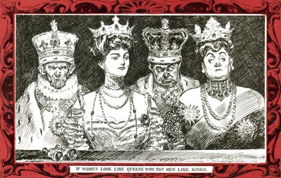 Se as mulheres se parecem com rainhas, porque não os homens gostam de reis (cor litho) de Charles Dana Gibson