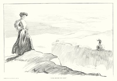 "Look before you Leap" (litografia) de Charles Dana Gibson