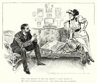 Os homens são heróis - menos da metade são bacharéis (litho) de Charles Dana Gibson