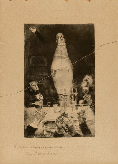 O Sr. Pickwick a proferir o seu famoso discurso, de "Pickwick Papers" de Charles Dana Gibson