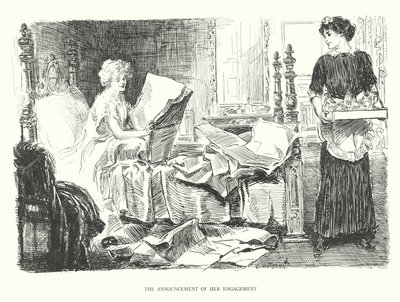 O anúncio do seu noivado (litografia) de Charles Dana Gibson