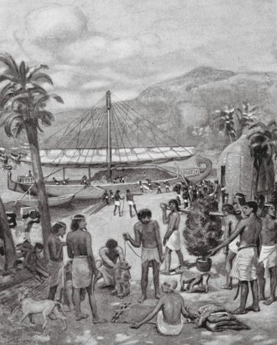 Comércio primitivo no Egito (litografia) de Charles Daniel Ward