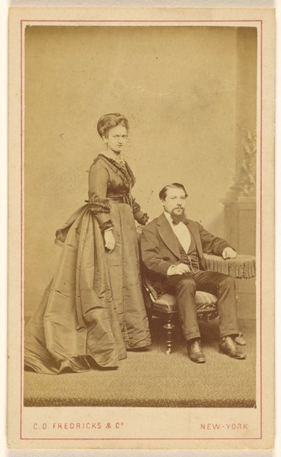 [Casal não identificado: mulher de pé, homem com barba Vandyke sentado] de Charles DeForest Fredricks