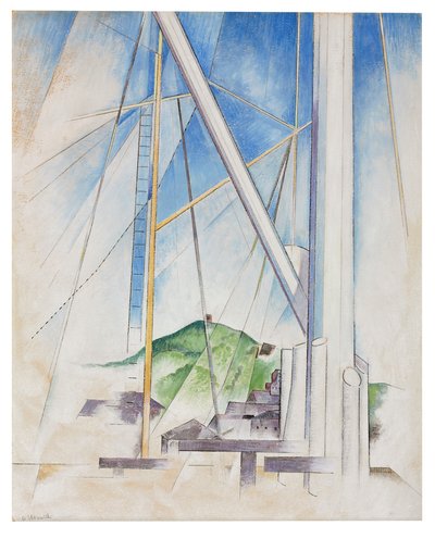 Na Chave do Azul, c.1919 (têmpera e lápis a bordo) de Charles Demuth