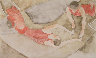 Dois Trapeze Performers Red, 1916 (wc no papel) de Charles Demuth