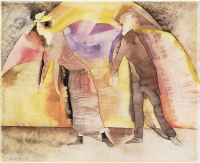 Vaudeville - Mulher e Homem no Palco, 1917 (wc no papel) de Charles Demuth