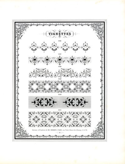 Decorações artísticas de molduras e grinaldas (impressão) de Charles Derriey