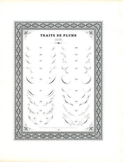 Ornamentos de canto caligráficos (impressão) de Charles Derriey