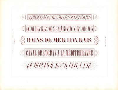 Linhas de título caligráficas em design de escrita ornamental (impressão) de Charles Derriey