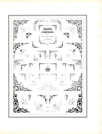 Coleção de cantos de molduras decorativas (impressão) de Charles Derriey