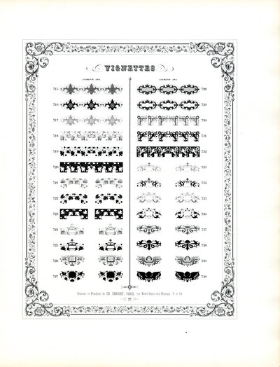 Coleção de Vinhetas Decorativas e Elementos Ornamentais (impressão) de Charles Derriey