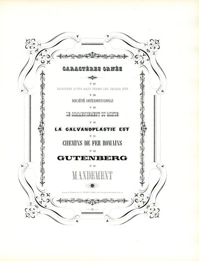Tipos de letra decorados com moldura curva (impressão) de Charles Derriey