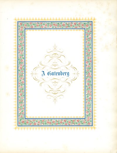 Moldura decorativa floral ornamental com inscrição caligráfica (impressão) de Charles Derriey