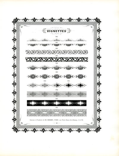 Faixas decorativas florais e orlas ornamentais (impressão) de Charles Derriey