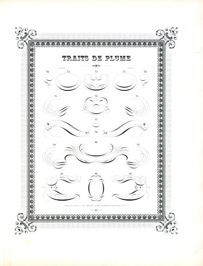 Floreados de caneta caligráfica de grande formato (impressão) de Charles Derriey