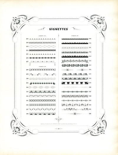 Orlas Ornamentais e Elementos Decorativos (impressão) de Charles Derriey