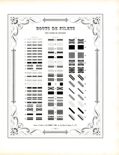 Elementos de linhas ornamentais para papéis decorativos (impressão) de Charles Derriey