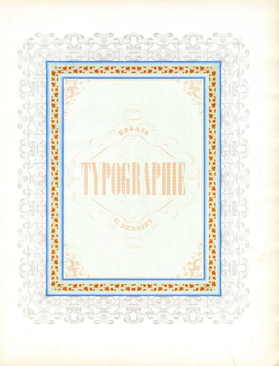 Desenho de página de título ornamental para publicação tipográfica (impressão) de Charles Derriey