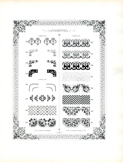 Vinhetas ornamentais e peças de canto (impressão) de Charles Derriey